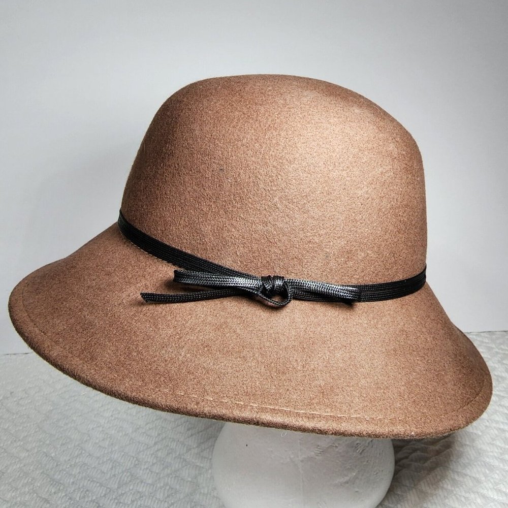 Nine West Womens One Size 100% Wool/ Felt Trench Hat Pecan Brown.